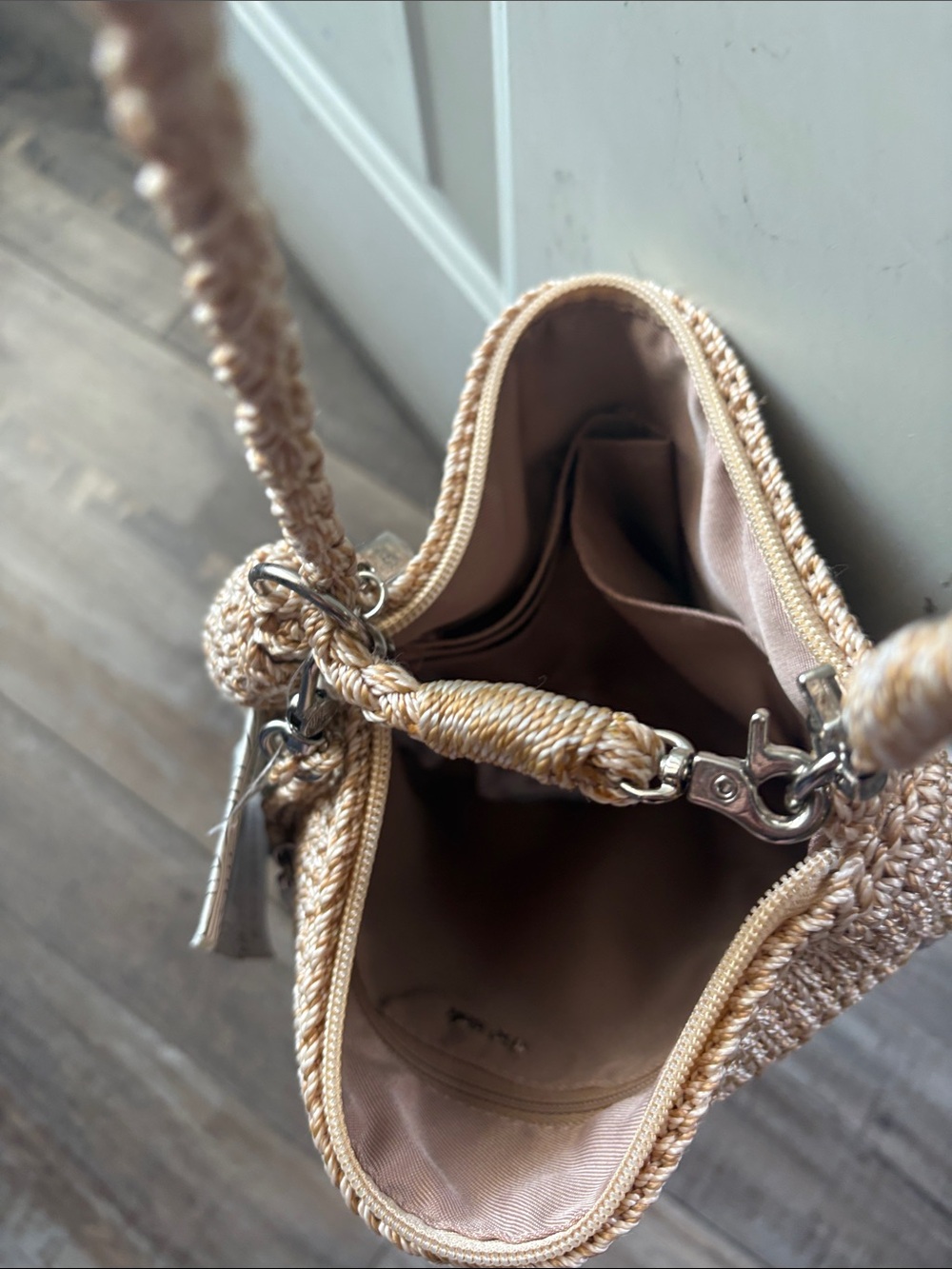 The Sak Crochet Shoulder Bag in Beige and Gray - Picture 8 of 8